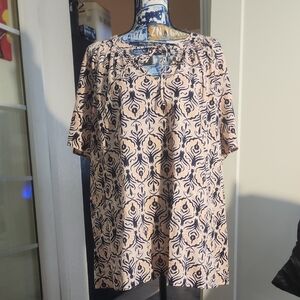 Lane Bryant Navy and Cream Blouse